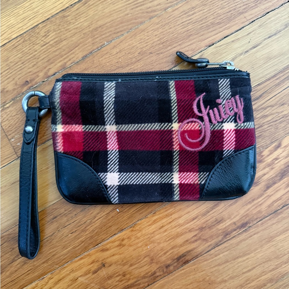 Juicy Couture Plaid Wristlet - Red and Black